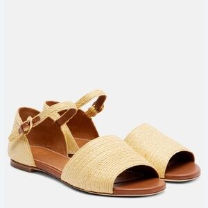 STAUD Catharine raffia and leather sandals